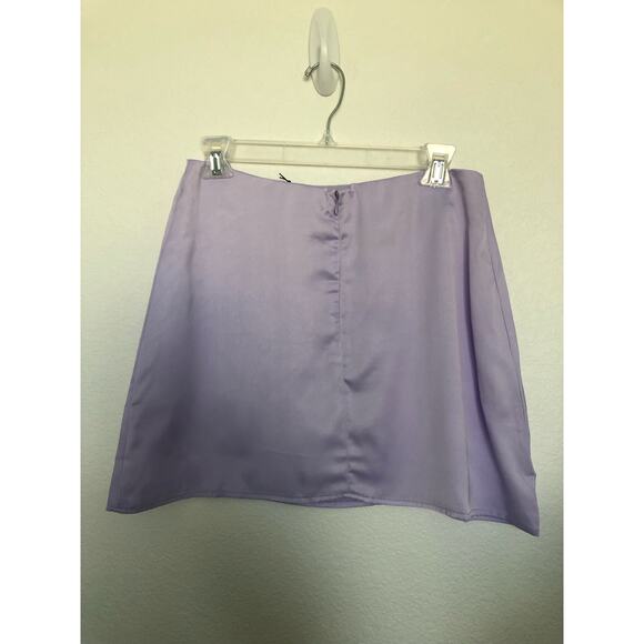 WeWoreWhat Heather Purple Lavender Satin Charmeuse Mini Slip Skirt - M - Picture 2 of 5